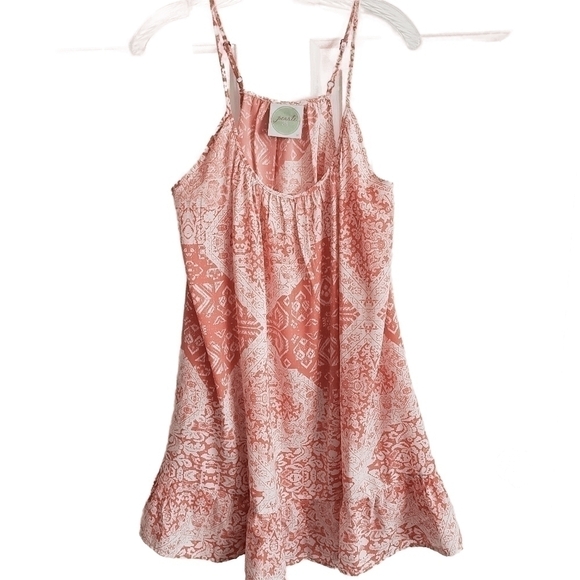 NWOT Pearle 88 Boho Beach Strappy Mini Dress Coral & white Size M - Picture 2 of 9